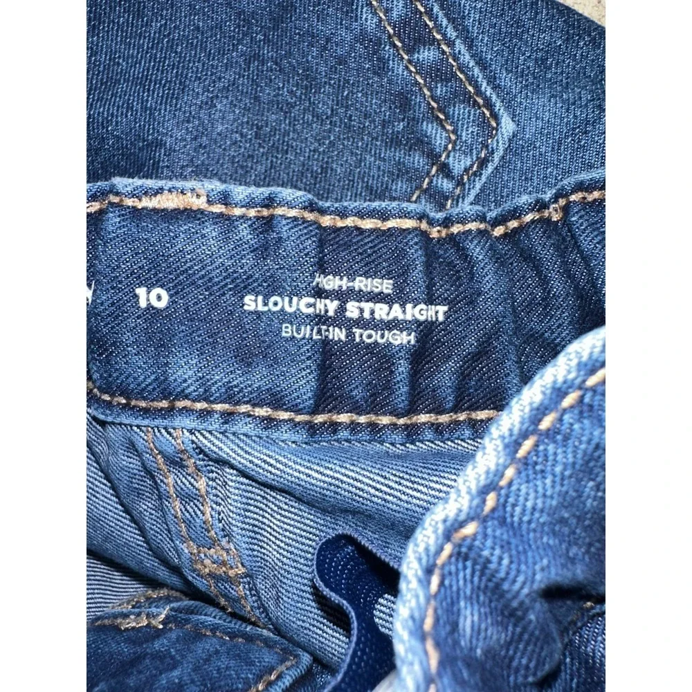 Old Navy Jeans Girls‎ Sz 10 Blue Denim High Rise Slouchy Straight Fit Stretch